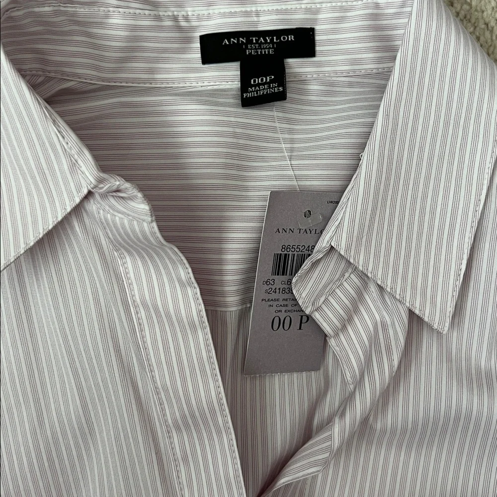 NWT Ann Taylor pink striped button down shirt 00P - Picture 4 of 4